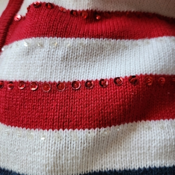 Tiara International Patriotic Zip Cardigan Sweater Women's Large L American Flag - Picture 8 of 9